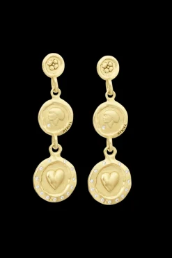 Boucles D'Oreilles Golden Medals Triple Charms