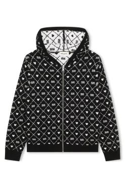 Cardigan A Capuche Tricot Motif Jacquard