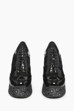Chaussures A Lacets En Vinyle Noir