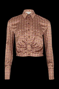 Chemise En Satin Motif Vintage Papyrus
