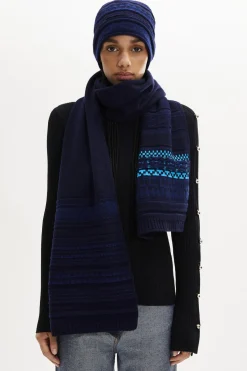 Echarpe Longue Maille Motif Fair Isle