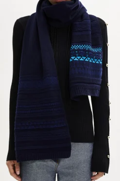 Echarpe Longue Maille Motif Fair Isle
