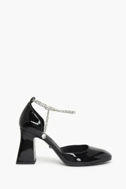 Escarpins D'Orsay En Cuir Verni Noir A Bride