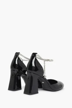 Escarpins D'Orsay En Cuir Verni Noir A Bride