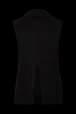 Gilet Long Sans Manches Double Boutonnage En Laine Double Face