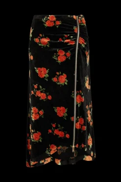 Jupe Midi Asymetrique En Jacquard De Velours
