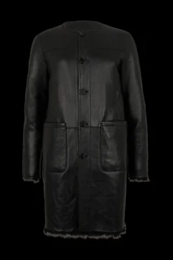 Manteau Coupe Droite Reversible En Cuir Et Shearling