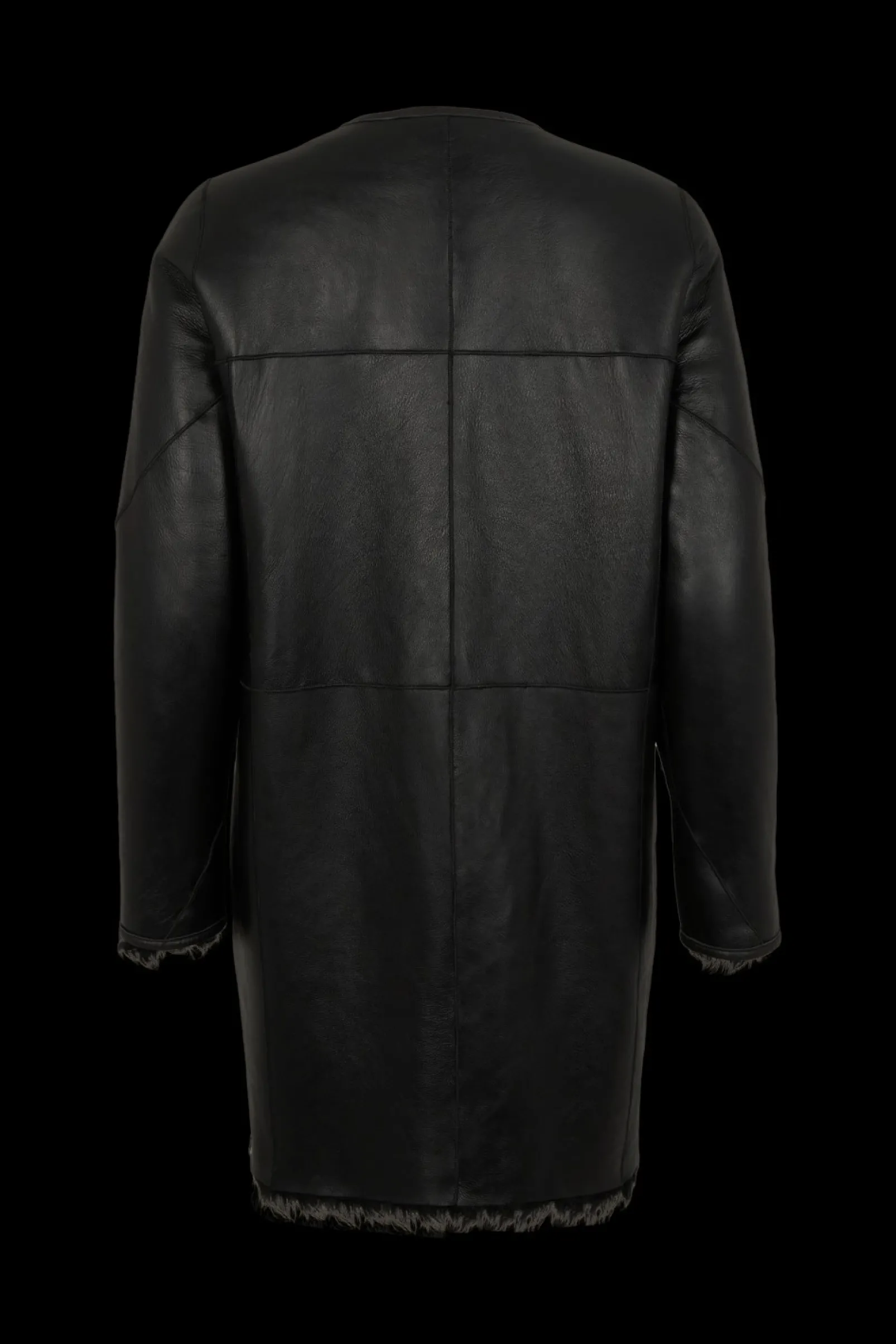 Manteau Coupe Droite Reversible En Cuir Et Shearling