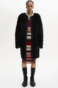 Manteau Coupe Droite Reversible En Cuir Et Shearling
