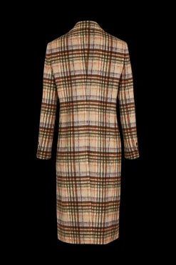 Manteau Motif Tartan En Laine Brosse