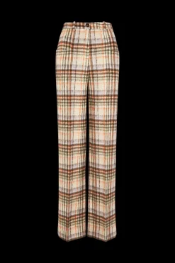 Pantalon Motif Tartan En Laine Brosse