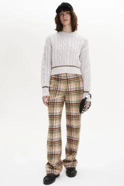 Pantalon Motif Tartan En Laine Brosse