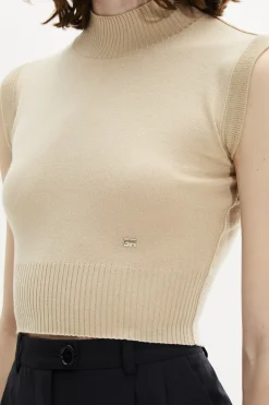 Pull A Col Montant En Merino Et Soie