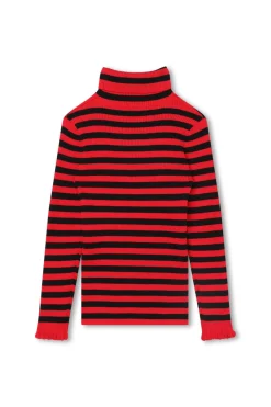 Pull A Col Roule Tricot Raye Logo Sonia Rykiel