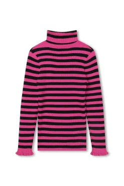 Pull A Col Roule Tricot Raye Logo Sonia Rykiel