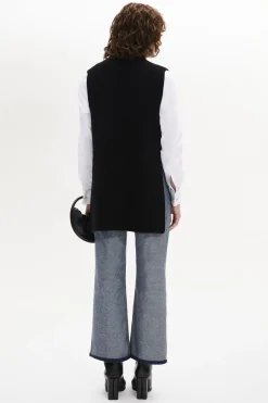 Pull Col Roule Sans Manches, Fendu Sur Les Cotes