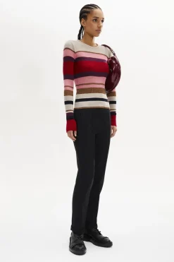 Pull Manches Longues A Rayures En Laine Et Lurex