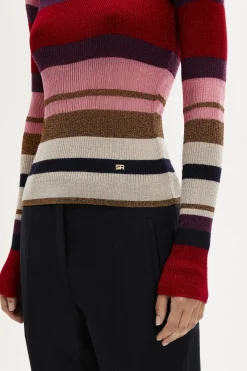 Pull Manches Longues A Rayures En Laine Et Lurex