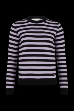 Pull Raye Col Rond A Manches Longues