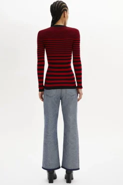 Pull Raye Col Rond A Manches Longues
