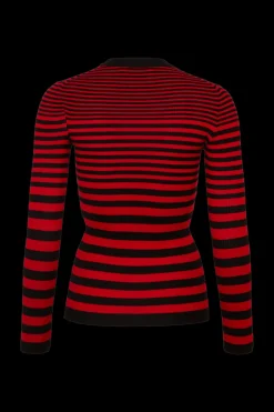 Pull Raye Col Rond A Manches Longues