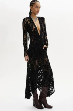 Robe Longue Asymetrique En Dentelle