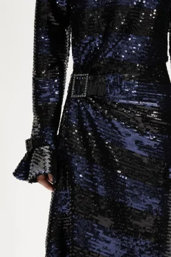 Robe Longue Dos Nu En Sequins Rayes