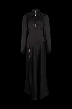 Robe Longue En Satin Col Lavaliere