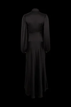 Robe Longue En Satin Col Lavaliere