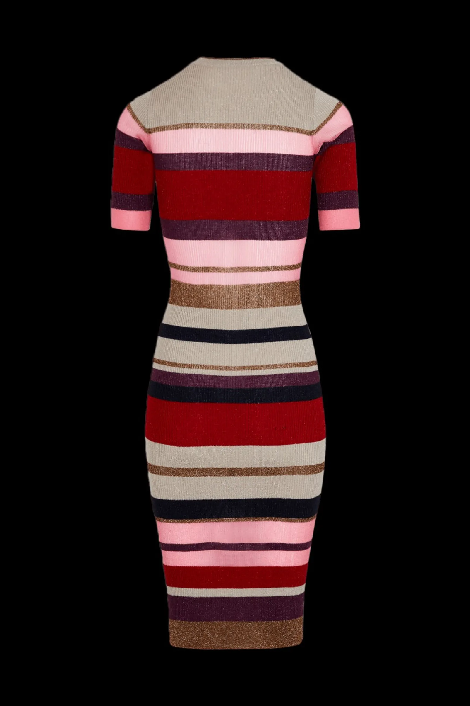 Robe Manches Courtes A Rayures En Laine Et Lurex