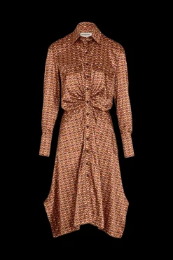 Robe Midi A Quilles Motif Vintage Papyrus
