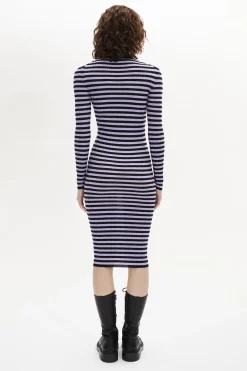 Robe Raye Col Rond A Manches Longues