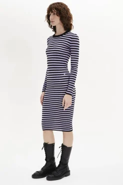 Robe Raye Col Rond A Manches Longues