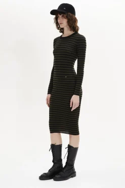 Robe Raye Col Rond A Manches Longues