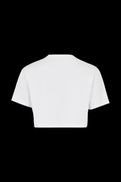 T-Shirt Crop Col Rond A Manches Courtes En Jersey De Coton
