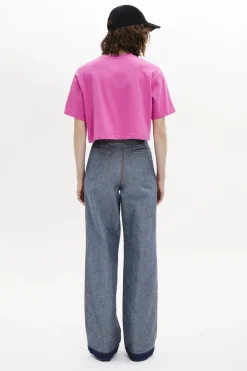 T-Shirt Crop Col Rond Manches Courtes