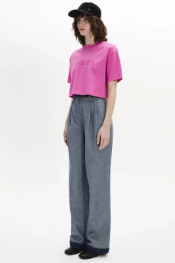 T-Shirt Crop Col Rond Manches Courtes